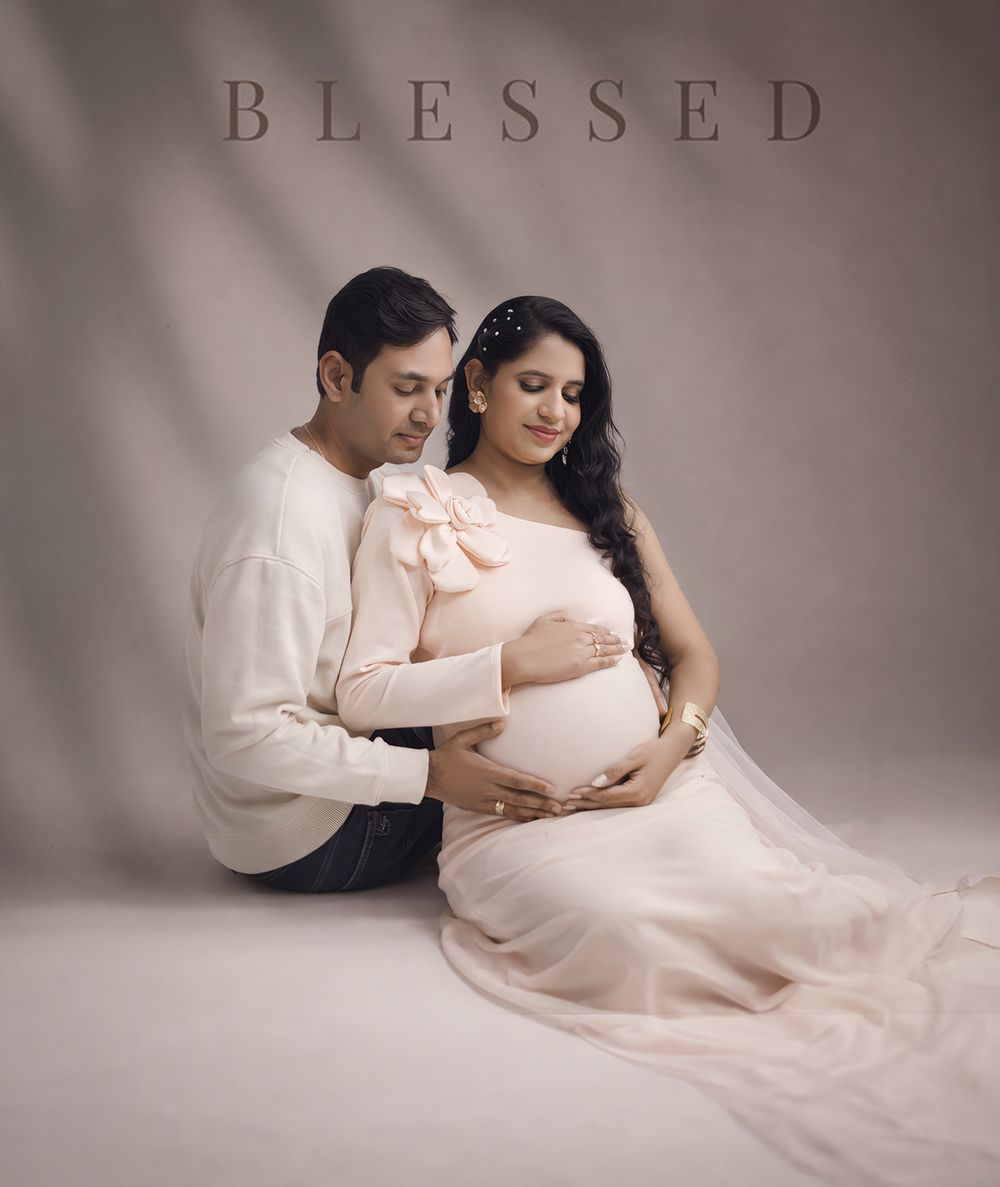 Pregnant couple in serene embrace
